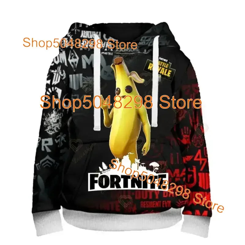 Sweatshirt com capuz para homem e mulher com estampado 3D Battle Royale Fortnite Victory — hoodie streetwear com capuz para rapazes e raparigas