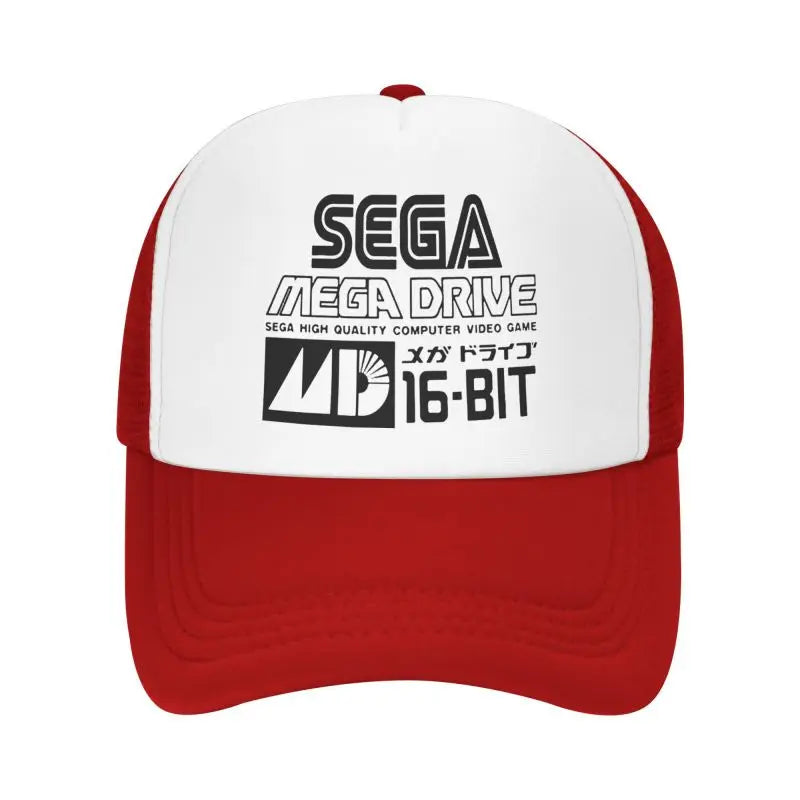 „Sega Mega Drive“ tinklelio beisbolo kepuraitė, unisex hiphopo snapback kepurė, vasarinė kvėpuojanti kepurė su snapeliu nuo saulės, reguliuojama trucker stiliaus kepurė