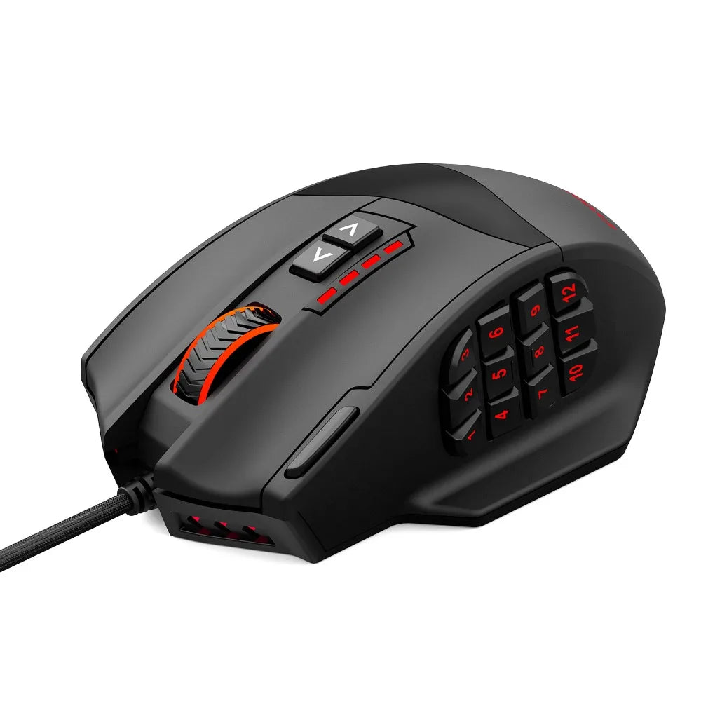 E-YOOSO X-39 programmerbar gamingmus, trådbunden RGB-mus med 18 knappar, 8 avtagbara vikter, 5 DPI, ergonomiskt grepp för dator