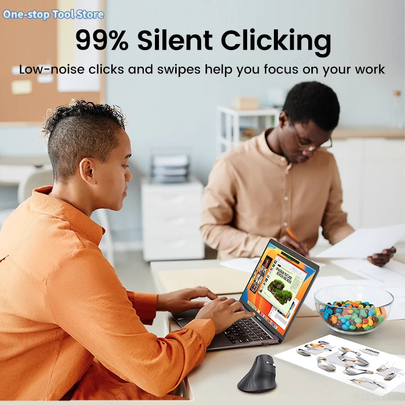 Trådløs mus Bluetooth 5.0 2.4G ergonomisk 4000DPI med 6 lydløse knapper til MacBook, tablet, bærbare computere, computer og PC