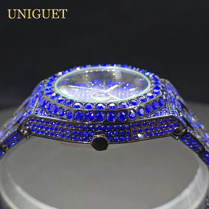 Droshipping Quartz Watches For Men Octagonal Case Luxury Diamond Men's Watch With Big Zircon Bezel Fashion Hip Hop Hand Clock