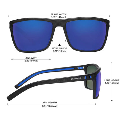 ZENOTTIC Polarized Sunglasses for Men Shades Lightweight TR90 Frame UV400 Protection Square Outdoor Trave Driving Sun Glasses