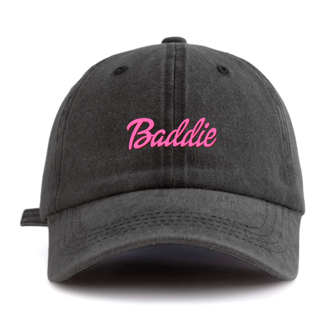 1pc Baddie Print Washed Baseball Cap for Adults,  Minimalist Retro Style Casual Soft Adjustable Dad Hat, Perfect As Gift