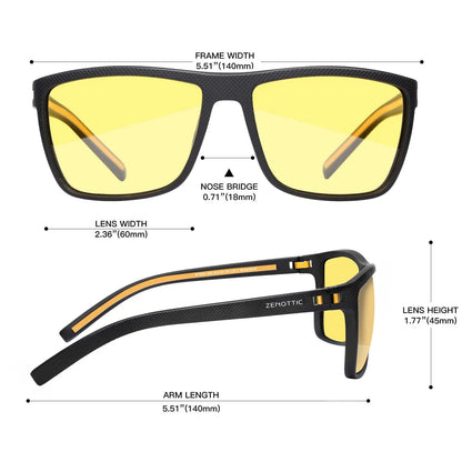 ZENOTTIC Polarized Sunglasses for Men Shades Lightweight TR90 Frame UV400 Protection Square Outdoor Trave Driving Sun Glasses