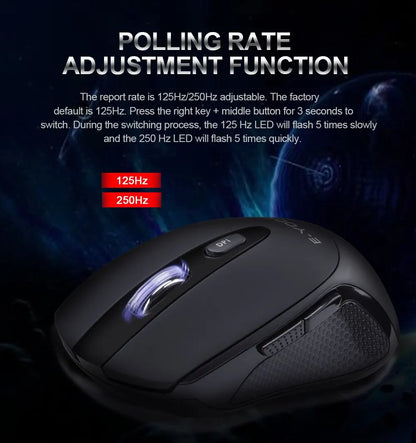E-YOOSO E-1020 USB 2.4G trådlös gamingmus, tyst ljudlös kontorsmus, 2400 DPI optisk spelmus, ergonomisk för laptop, PC och dator