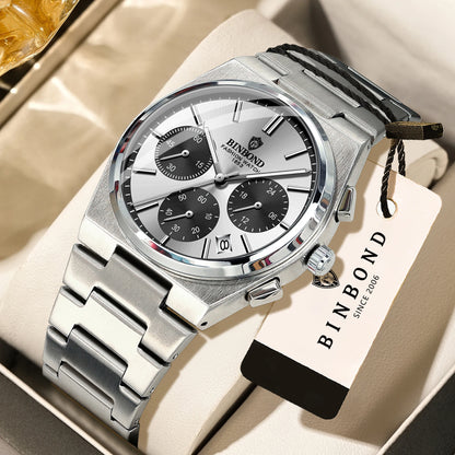 BINBOND relógio de quartzo preciso para homem, robusto, com data automática, cronógrafo, luminiscente, à prova de água, relógio de luxo para homem, estilo casual Reloj