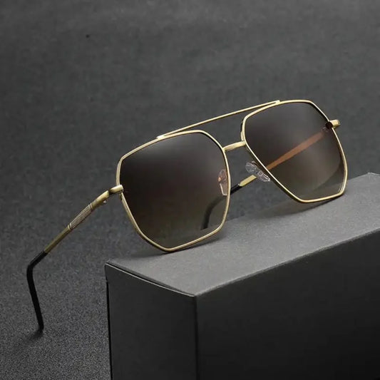 Multicolor Large Frame Sun Glasses Lightweight Vintage Alloy Polygonal Sunglasses Fashion UV Protection Men UV400 Eyewear