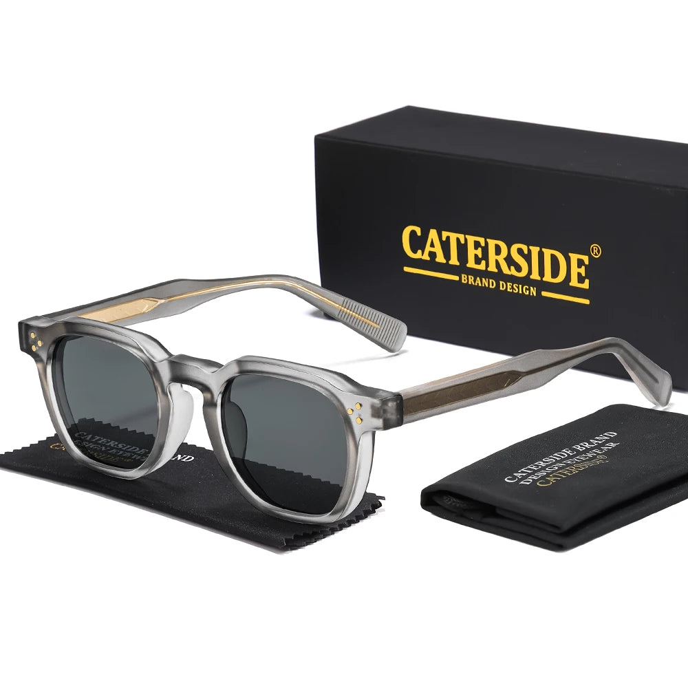 CATERSIDE Retro Punk Men Sunglasses Small Frame Square Personalized Design Sun Glasses Women Travel Party Business Festival Gift