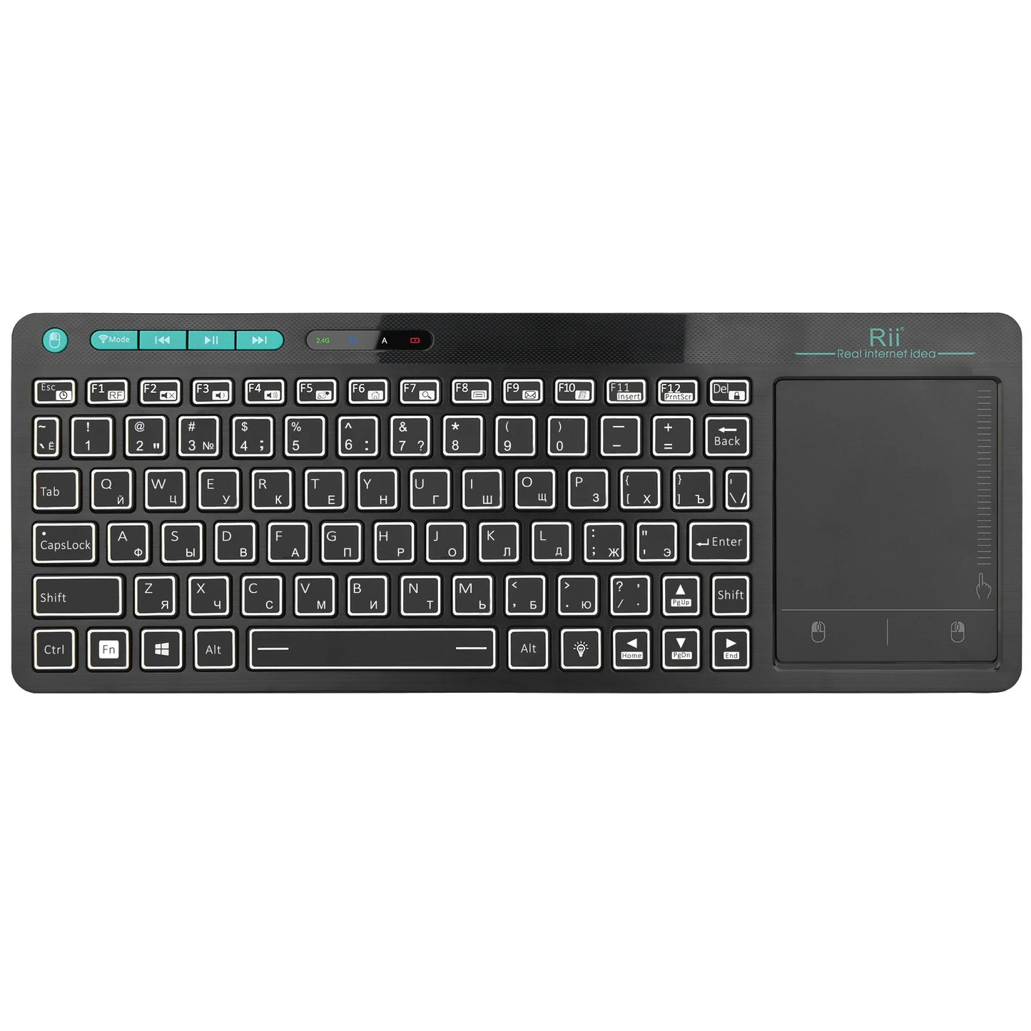 Rii K18S BT And 2.4Ghz Wireless RU Mini Keyboard Backlight Touchpad Air Mouse for Andorid Box Smart TV Windows