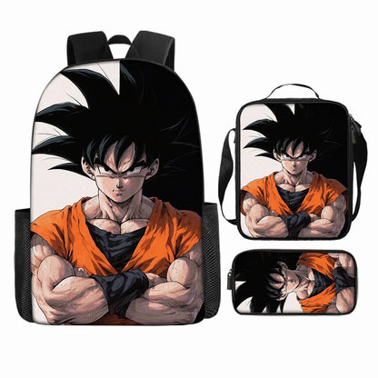 Dragon Ball 3Pcs/Set Backpacks Goku Vegeta Cartoon Print Lunch Bag Pencil Bags Student Casual School Bags Return To School Gift
