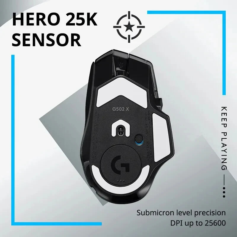 Logitech G502 X Lightspeed Ασύρματο Gaming Ποντίκι με υβριδικούς οπτικομηχανικούς διακόπτες LIGHTFORCE, αισθητήρα gaming HERO 25K, συμβατό, Νέο