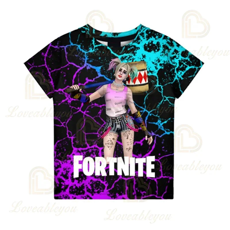 Detské letné tričko Fortnite Victory Royale Ninja Fashion 3D s krátkym rukávom, detské oblečenie s kreslenou potlačou