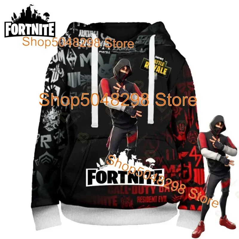 Sweatshirt com capuz para homem e mulher com estampado 3D Battle Royale Fortnite Victory — hoodie streetwear com capuz para rapazes e raparigas