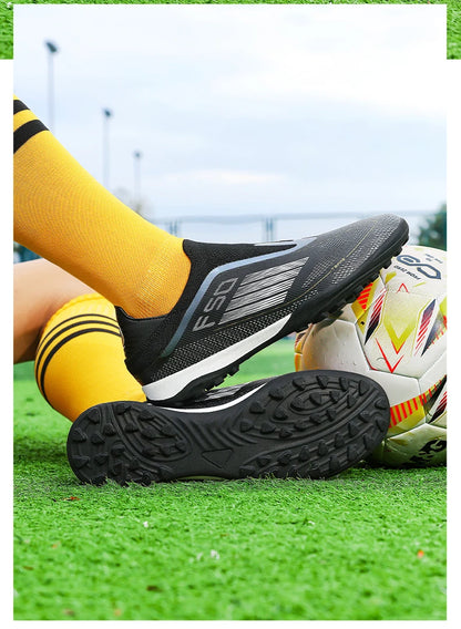 Men Football Boots Futsal Ultralight Soccer Shoes Training TF Match Long Spikes Breathable Indoor Sneakers Cleats Drop Shipping