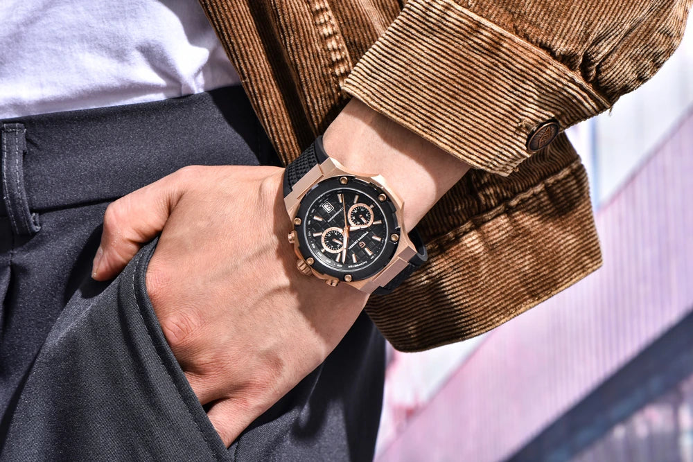 Relógios de quartzo para homem PAGANI DESIGN – Cronógrafo desportivo de luxo, estanque, com ponteiros luminescentes e vidro de safira com tratamento antirreflexo