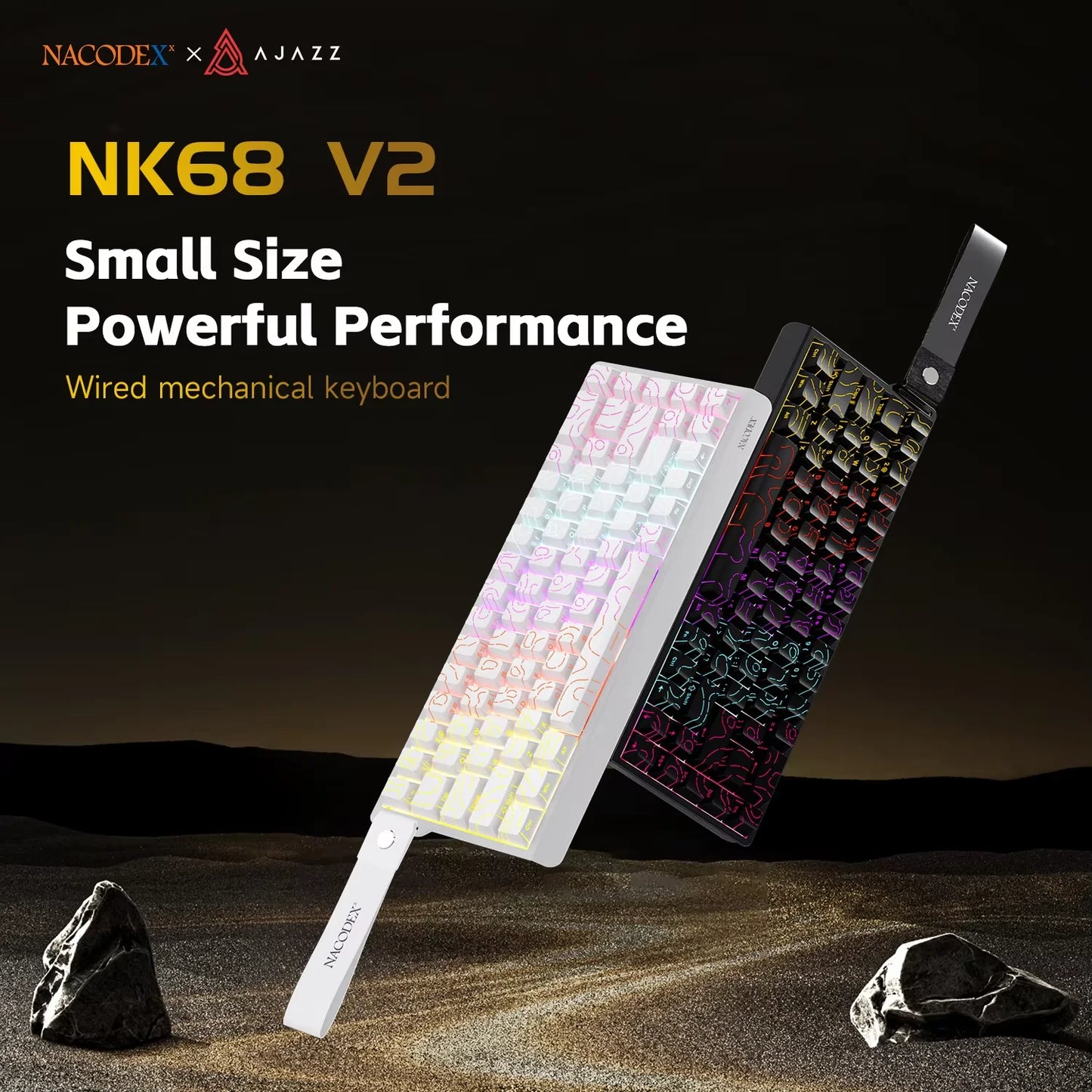 AJAZZ NK68 V2 Wired Mechanical Keyboard Plug and Play 65% Layout Design Sleeve Hot 68-Key Keyboard Colorful Backlight for PC