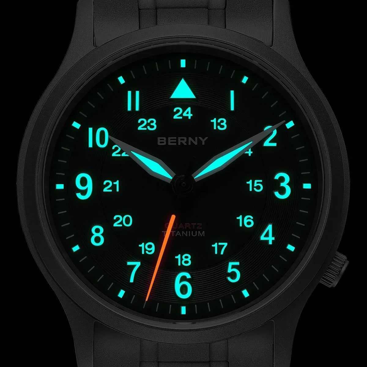 BERNY Full Titanium Watches for Men Outdoor Quartz Men's Field Wristwatch VH31 Super Luminous Sapphire Easy Read Watch