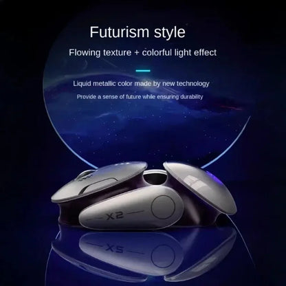Inphic X2 trostruki način rada metalni Bluetooth bežični miš, tihi, punjivi, s e-sport pozadinskim osvjetljenjem, gaming dodatak za PC i prijenosna računala, poklon
