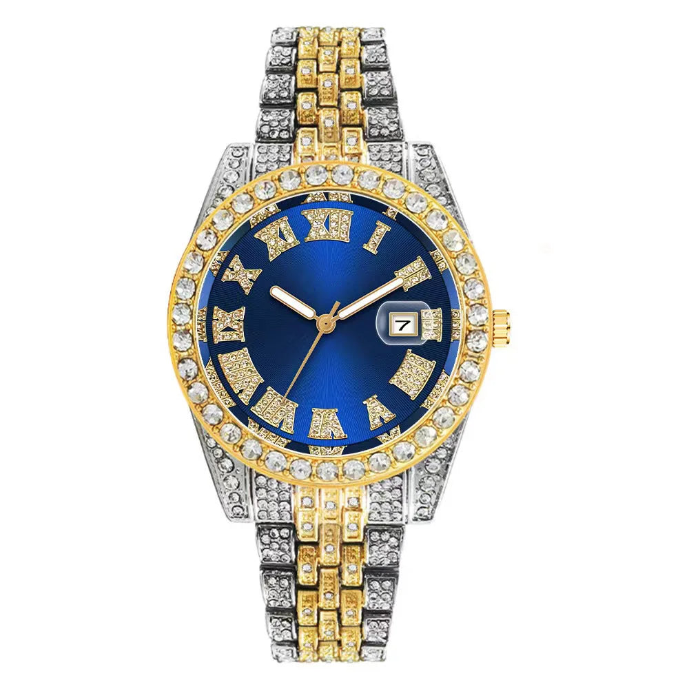 New Luxury Diamond Watch for Men Women Hip Hop Iced Out Watch Unisex Quartz Wristwatch Date Clock Relogio Masculino Dropshipping