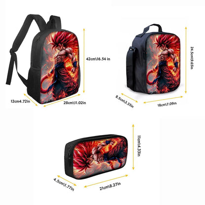 Dragon Ball 3Pcs/Set Backpacks Goku Vegeta Cartoon Print Lunch Bag Pencil Bags Student Casual School Bags Return To School Gift