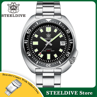 SD1970 New Arrival STEELDIVE Brand 20ATM Water Resistant Ceramic Bezel Insert Sapphire Glass NH35 Automatic Watch 6105 Turtle