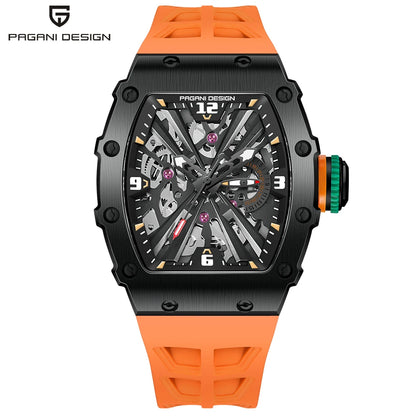 PAGANI DESIGN Newest Luxury Skeleton Watches VH65 Man Quartz Watch 42MM Rubber Strap Sapphire Glass Waterproof reloj hombre