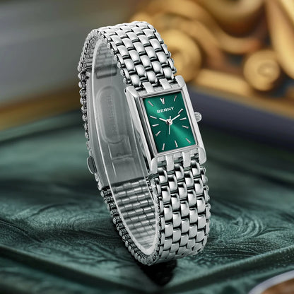 BERNY Square Watch for Women Quartz Ladies Wristwatches Stainless Steel Women Small Dial Watch Luxury Casual Fashion Watches