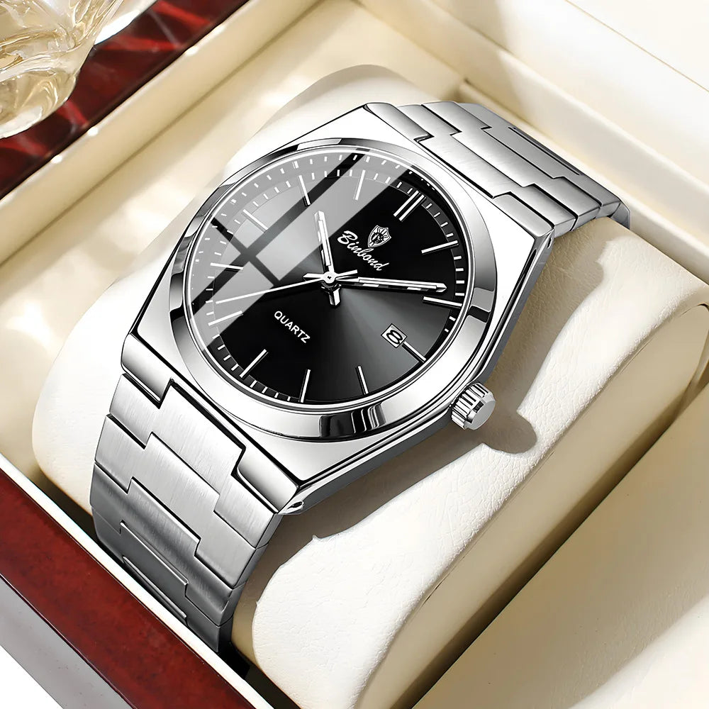 UTHAI Men Watch Light Luxury Brand Stainless Steel Calendar Waterproof Male Business Leisure Fashion Quartz Clock Watch