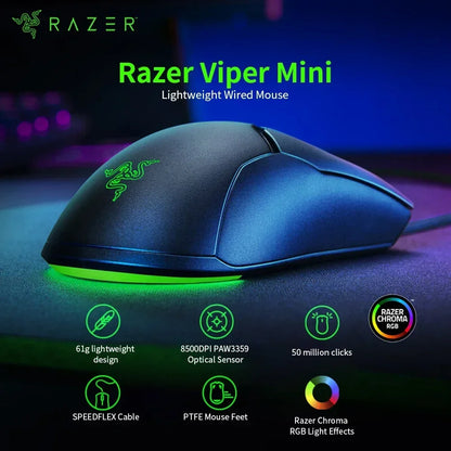 Razer NOVOROČNÍ DÁREK Thunder Snake Viper Mini počítačová e-sportovní kabelová herní myš pro notebook s RGB podsvícením, myš pro menší ruce