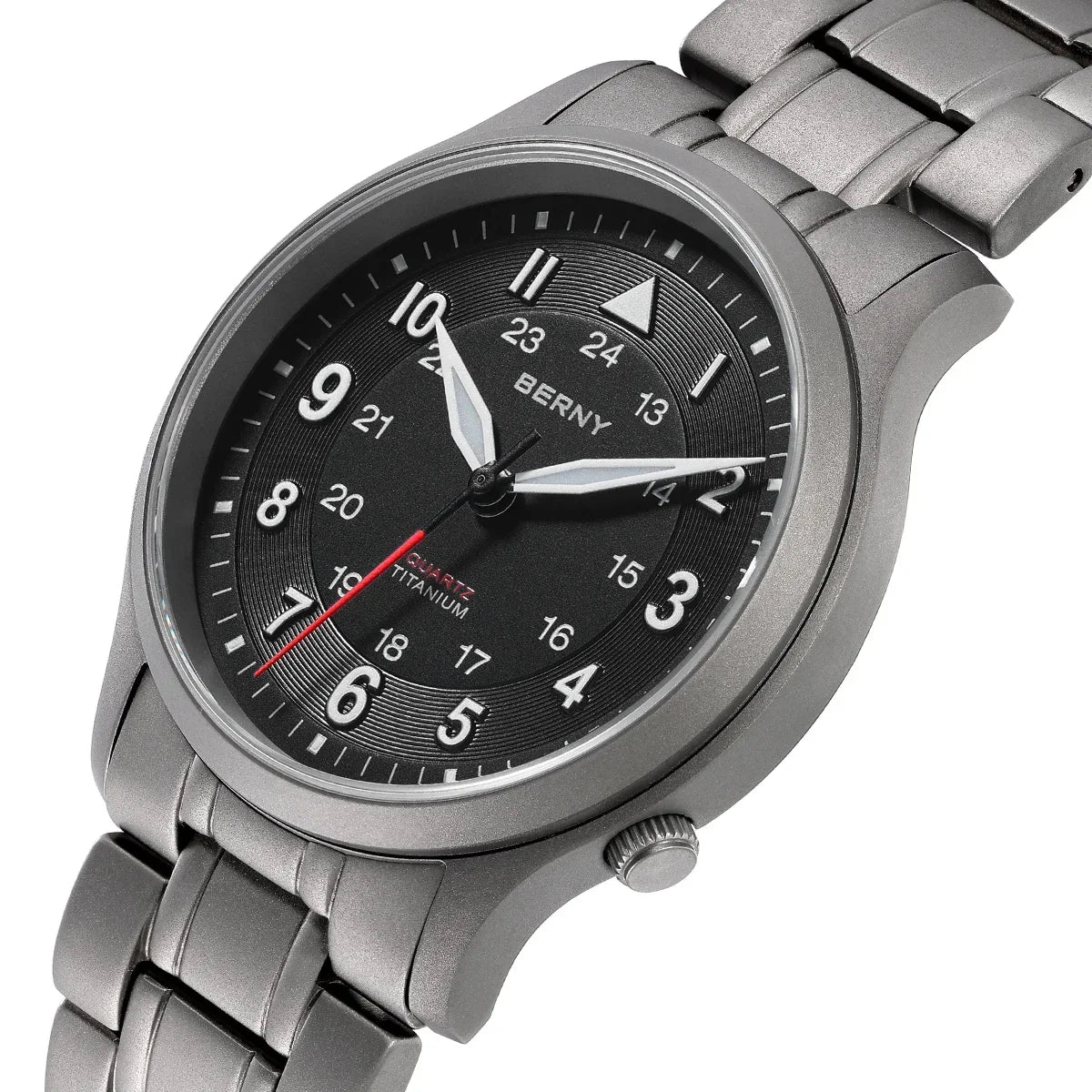 BERNY Full Titanium Watches for Men Outdoor Quartz Men's Field Wristwatch VH31 Super Luminous Sapphire Easy Read Watch