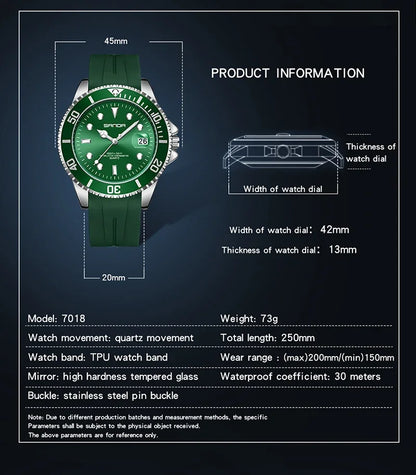 SANDA 7018 Hot Sell Men Quatrz Watch Sport Mens Watches Top Brand Luxury Waterproof Silicone Quartz Clock Men Relogio Masculino