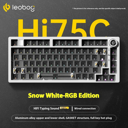 Kit de Teclado Mecânico LEOBOG Hi75C 3 Modos/Com Fio Hot-Swap com Botão Rotativo RGB, Liga de Alumínio, Montagem Gasket, Kit de Teclado Hi75C Personalizado para PC, Presente