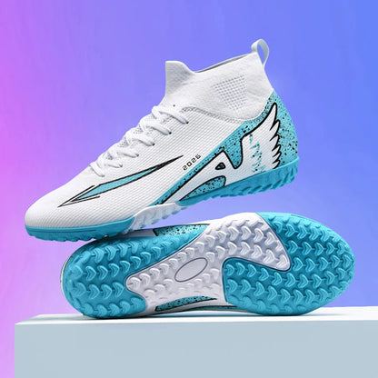 Nouvelles chaussures de football pour hommes, chaussures de sport d'extérieur, ultra-légères, de haute qualité, à cheville haute, chaussures de football en salle antidérapantes, futsal antidérapant.