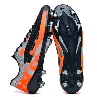Chaussures de football AG FG pour hommes, tige en PU souple, structure de crampons renforcée, pour adultes, pour les matchs et entraînements de football en plein air sur pelouse.