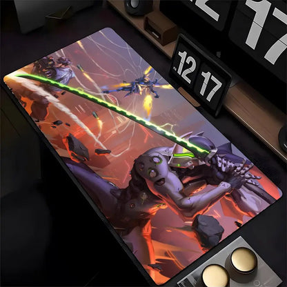 Mouse Pad Overwatch Genji με Εκτύπωση HD για Gamers, Ραμμένες Άκρες, Αντιολισθητικό, XXL90x40cm, Pad Γραφείου για Πληκτρολόγιο και PC