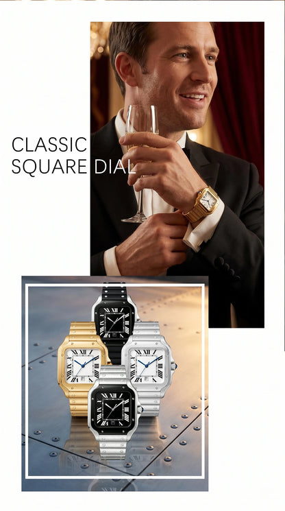 New Luxury Men's Quartz Watch Classic Retro Style Women's Watch Roman Numerals Date Display Stainless Steel Japanese Movement