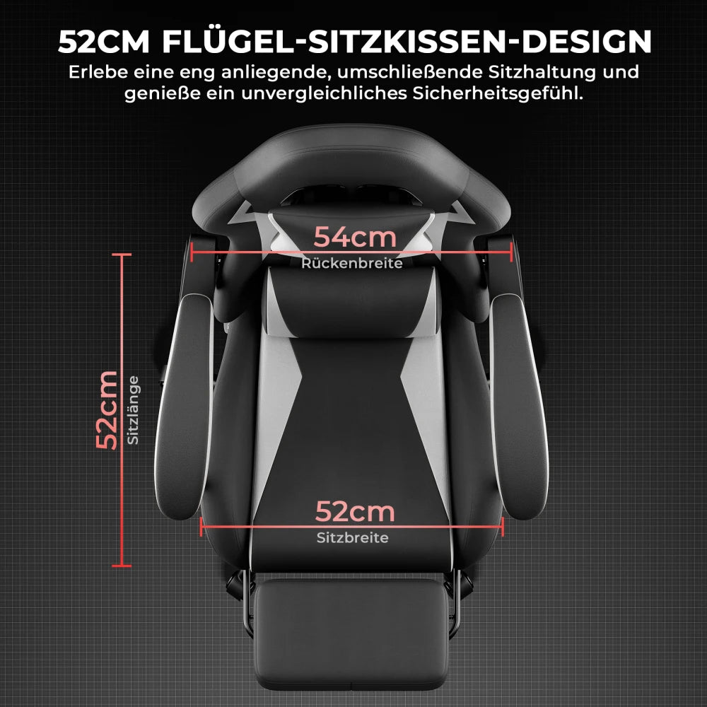 Gaming Chair Ergonomic Gaming Chair with Lumbar Pillow and Headrest, Gamer Chair Height Adjustable, Pc Chair for Adults Girls Boy, Black and White