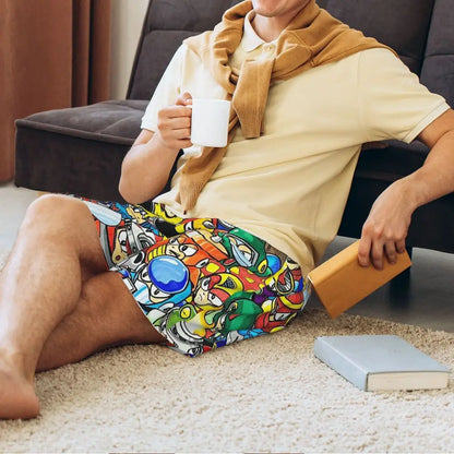 Custom Megaman Video Game Mega Man Short Pajama Pants Men Sleepwear Sleep Lounge Bottom Shorts Sleeping Pants