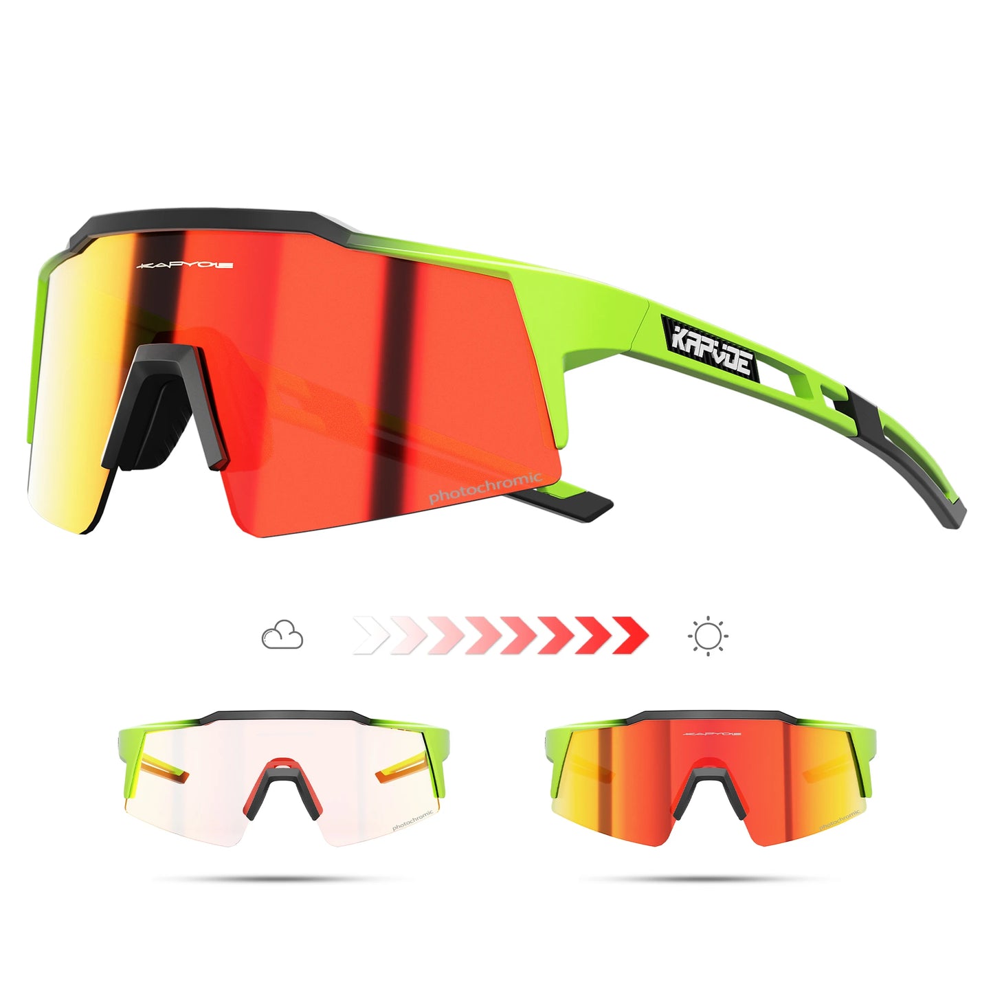 Kapvoe Photochromic Cycling Sunglasses Men Glasses Fashion Mountain Bicycle Outdoor Road Riding Goggles Eyewear Sports MTB Bike