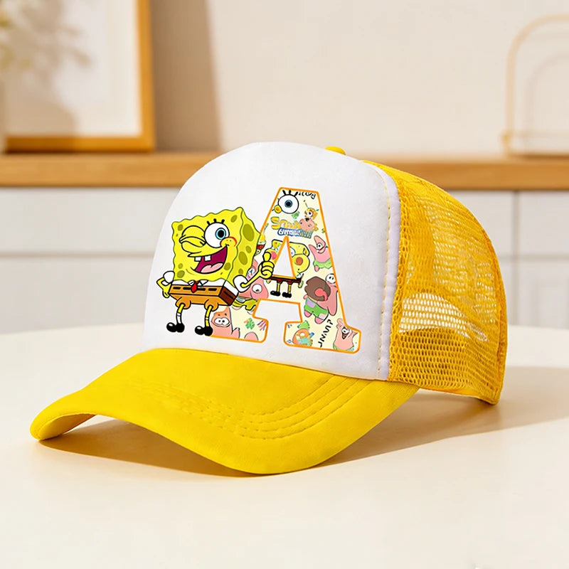 SpongeBob SquarePants basebollkeps för barn och vuxna med bokstavstryck, solhattar, anime, tecknad film, justerbara kepsar med skärm, sommarhattar, vardagshattar, ny