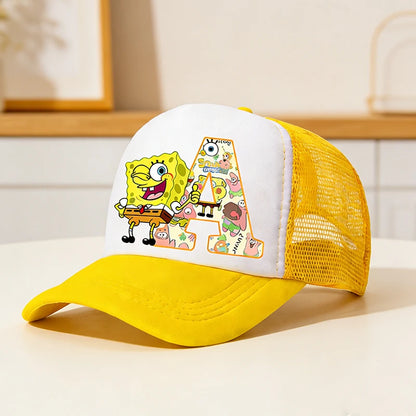 SpongeBob SquarePants basebollkeps för barn och vuxna med bokstavstryck, solhattar, anime, tecknad film, justerbara kepsar med skärm, sommarhattar, vardagshattar, ny