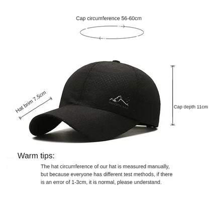 Summer Breathable Mesh Quick Drying Men Women's Baseball Cap Outdoor Sports Travel Fishing Climbing Cycling Runnning Hat