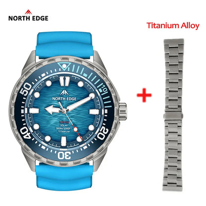 NORTH EDGE TRITON-Ti Solar Powered Dive Watch Titanium Alloy Case Men Luxury Quartz Watches For Men Waterproof 300M