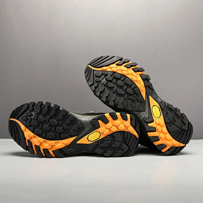 HIKEUP-Bottes de randonnée en daim pour hommes, chaussures de plein air à lacets, bottes de sport chaudes, chaussures de trekking décontractées, non ald, haut, hiver