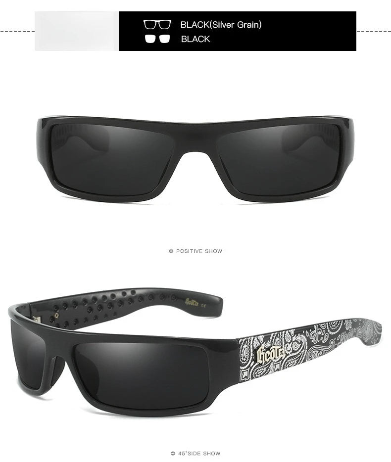 Polarized Chicano Sunglasses, Square Frame Design, UV400 Lens, Hip Hop Streetwear, Retro West Coast Accessory