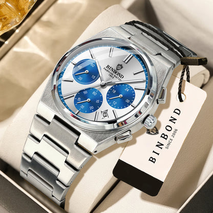 BINBOND relógio de quartzo preciso para homem, robusto, com data automática, cronógrafo, luminiscente, à prova de água, relógio de luxo para homem, estilo casual Reloj