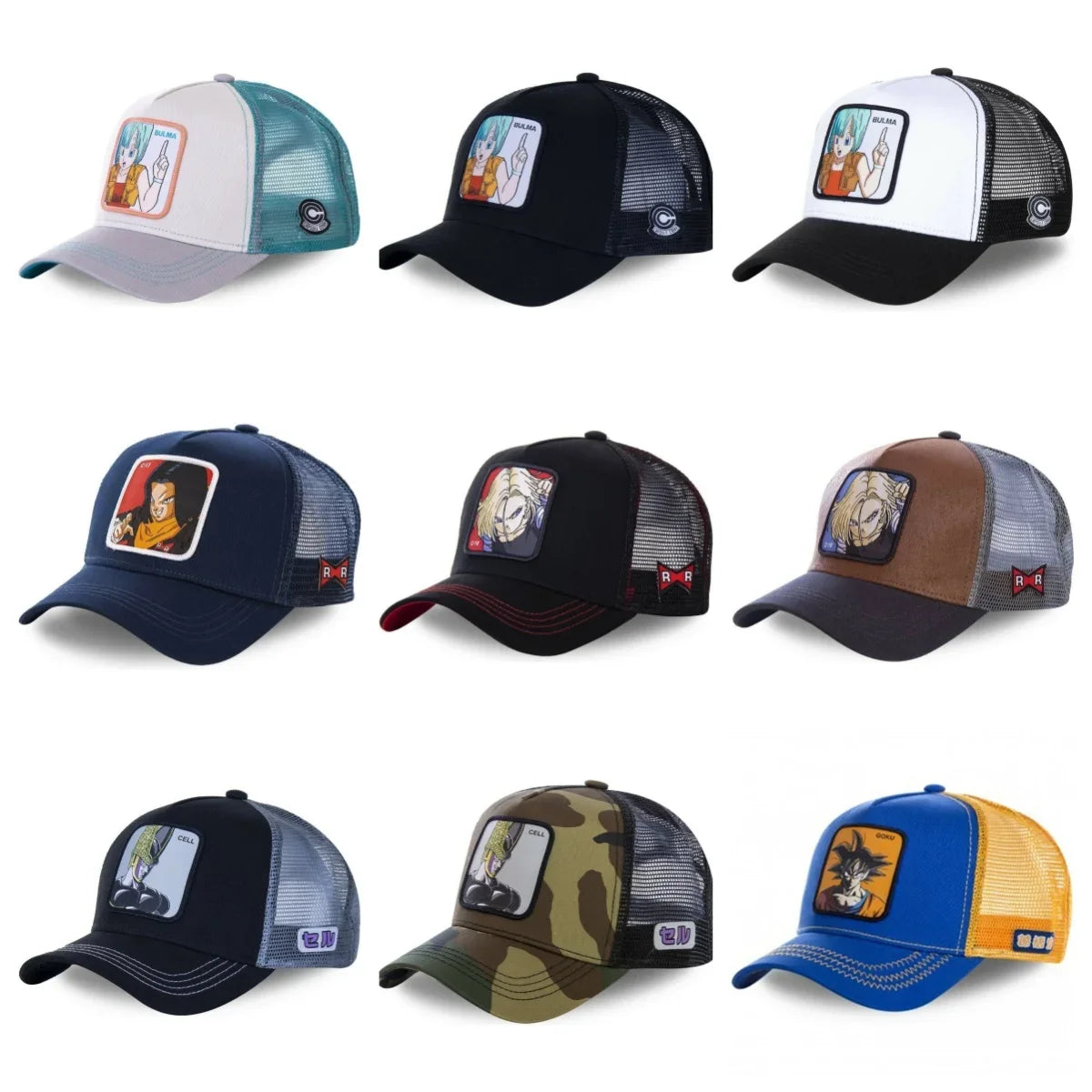 New Dragon Ball Son Goku Cap Summer Travel Peaked Cap Men's Embroidery Hip-Hop Cap Style Sun Visor Adjustable Trucker Mesh Cap