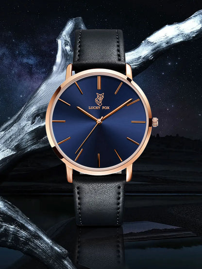 LUCKY FOX Classic Luxury Men Watch Simple Casual Men and Women Round Large Dial Quartz Watch Clock Gifts Men Reloj