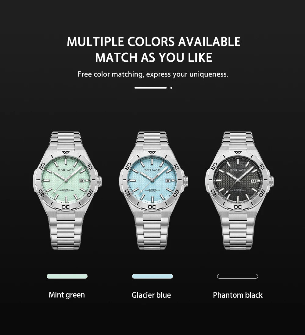 BORIAGE Fully automatic mechanical men's watch BGW9 luminous watch MIYOTA9015 movement 316 stainless steel 200m Water Resistance