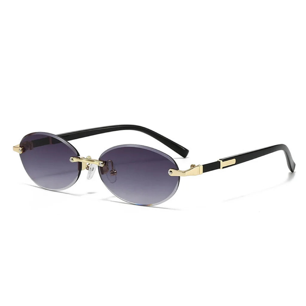 New Rimless Sunglasses Oval Fashion Popular Women Men Shades Small Ellipse Sun Glasses for Female Male Party Traveling Glasses